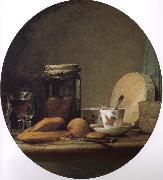 Jean Baptiste Simeon Chardin Equipped with a jar of apricot glass knife still life, etc. USA oil painting reproduction
